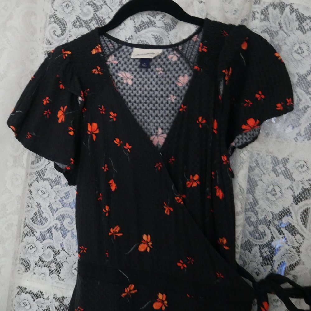 Universal Thread Wrap Dress with Orange florals